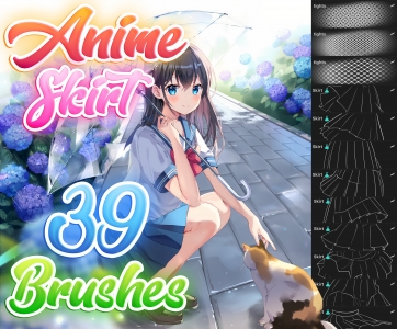 Free Anime Skirt Brush Pack for Procreate by Attki