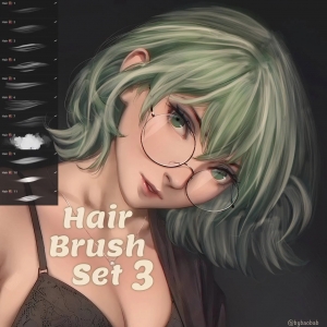 Free Hair Brush Set 3 for Procreate by Bybaobab