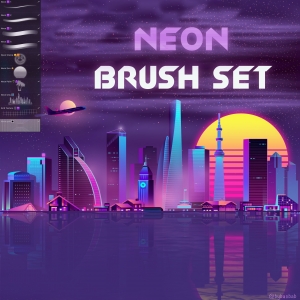 Free Neon Brush Set for Procreate by Bybaobab