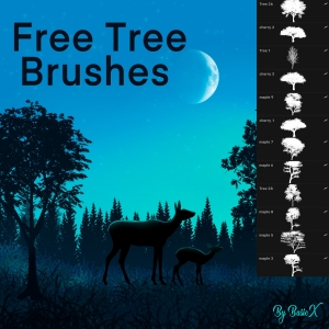 Free Tree brush pack for Procreate by BasicX
