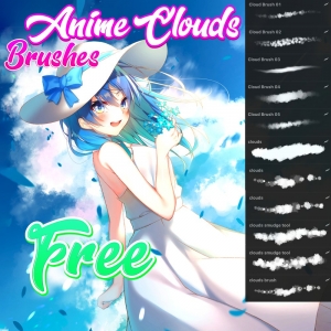 Free anime clouds brushpack for Procreate by Attki