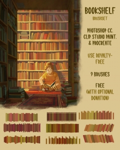Bookshelf Brushset (Photoshop, CSP, Procreate) by Devin Elle Kurtz
