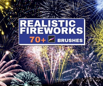 Free Realistic Fireworks Brushes for Procreate by Fooarc