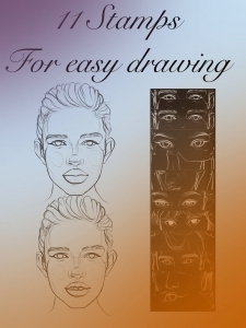Free 11 stamps for Easy Drawing for Procreate by Kristy P brushes
