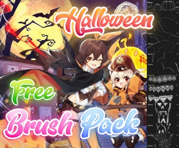 Free Anime Halloween brush pack for procreate