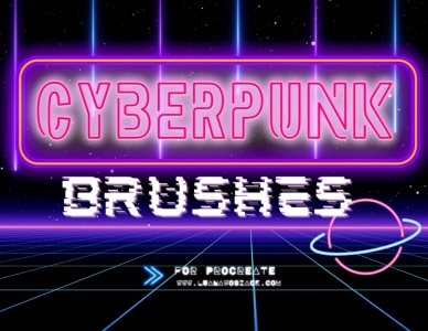 Free 80 Cyberpunk Inspired & Neon Brushes for Procreate by Luana Wosiack