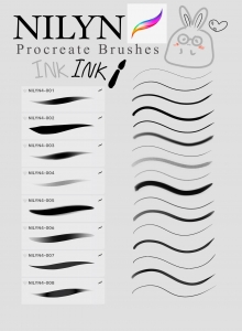 Free 8 ink brushes set for Procreate by Nilyn