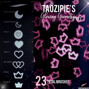 Free 23 Glowing Geometry Brushes for Procreate by Taozipie