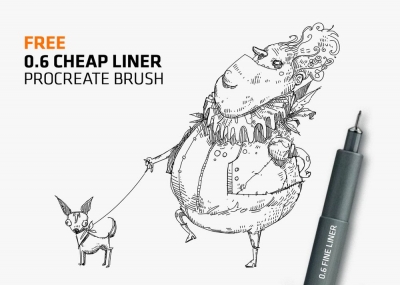 Free Cheap Fine-Liner Brush For Procreate App by Frankentoon