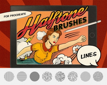 Free Comics Halftone Brushes Download for Procreate by Pixelbuddha