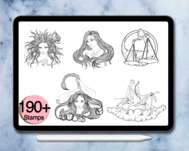 190 zodiac stamps | constellation brushes | procreate tattoo | star dusk by ArtsForPeace