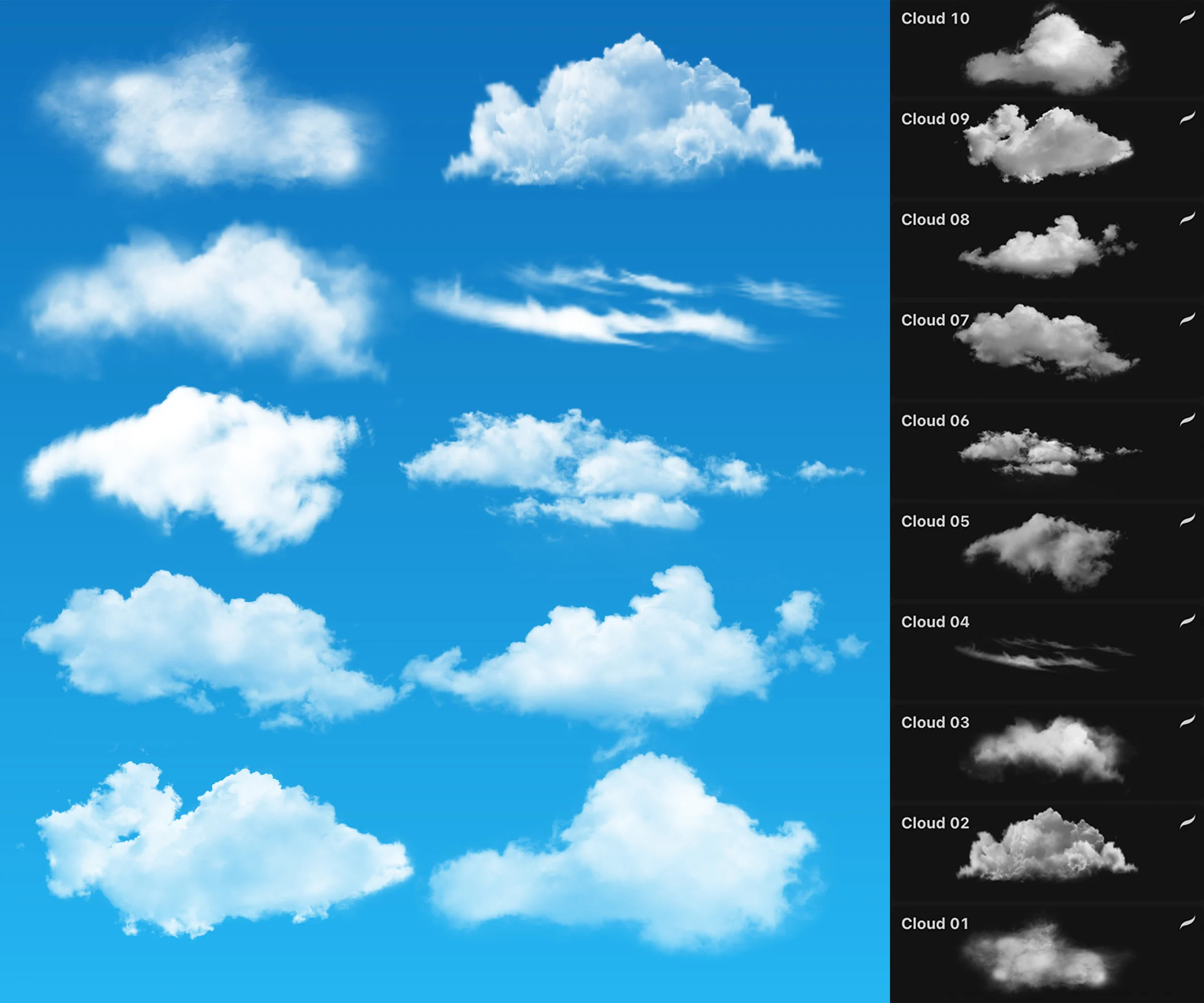 Free Realistic Cloudy Brushes for Procreate by Fooarc | Nature & Animals