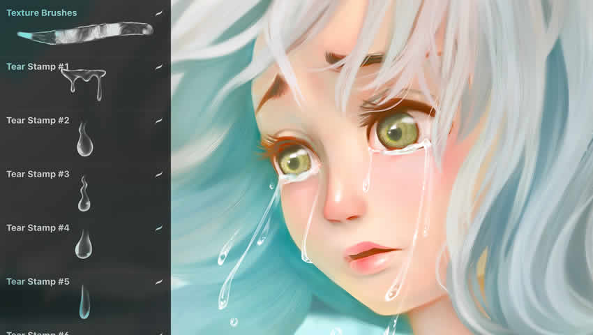 Free Tears Brushes for Procreate (Realistic) by Di