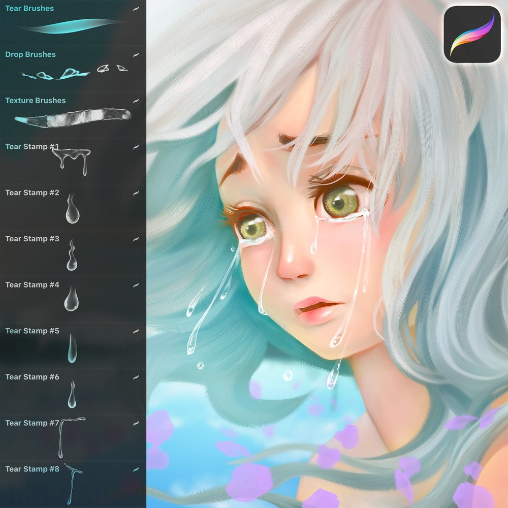 Free Tears Brushes for Procreate (Realistic) by Di | Cartoons & Comics