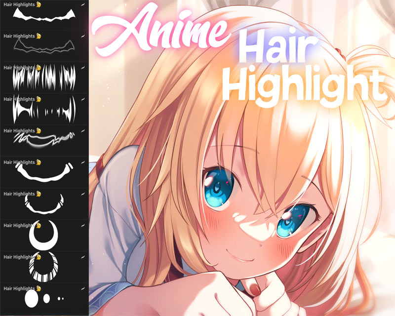 FREE Anime Hair highlights brush pack for procreate!