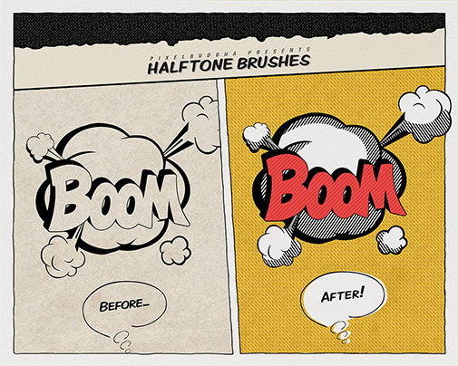 Free Comics Halftone Brushes Download for Procreate by Pixelbuddha | Cartoons & Comics