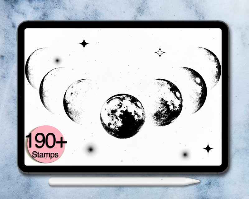 190 zodiac stamps | constellation brushes | procreate tattoo | star dusk | Stamp